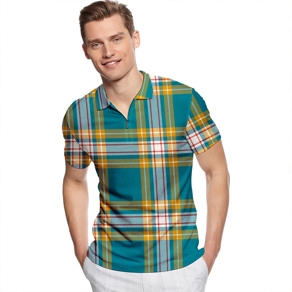 Baker #2 Ancient Tartan Classic Lapel Zip Short Sleeve Polo