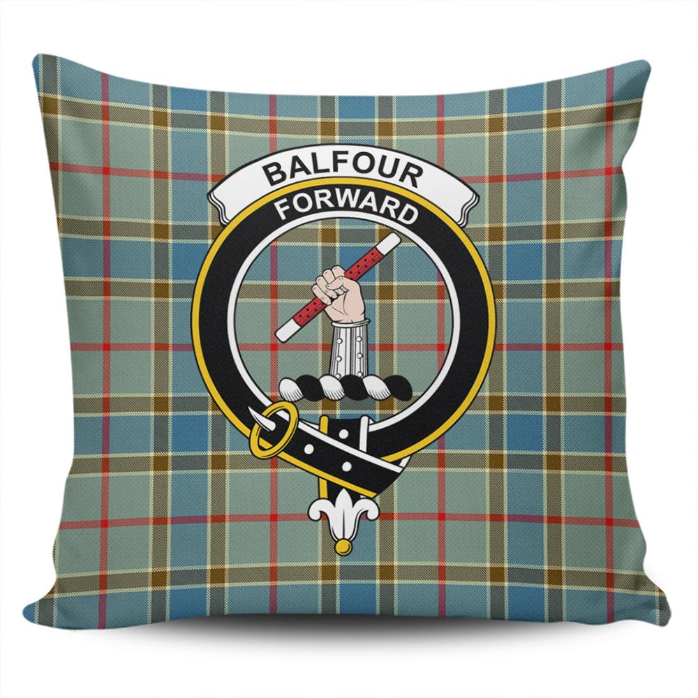 Balfour Blue Tartan Classic Crest Pillow Cover