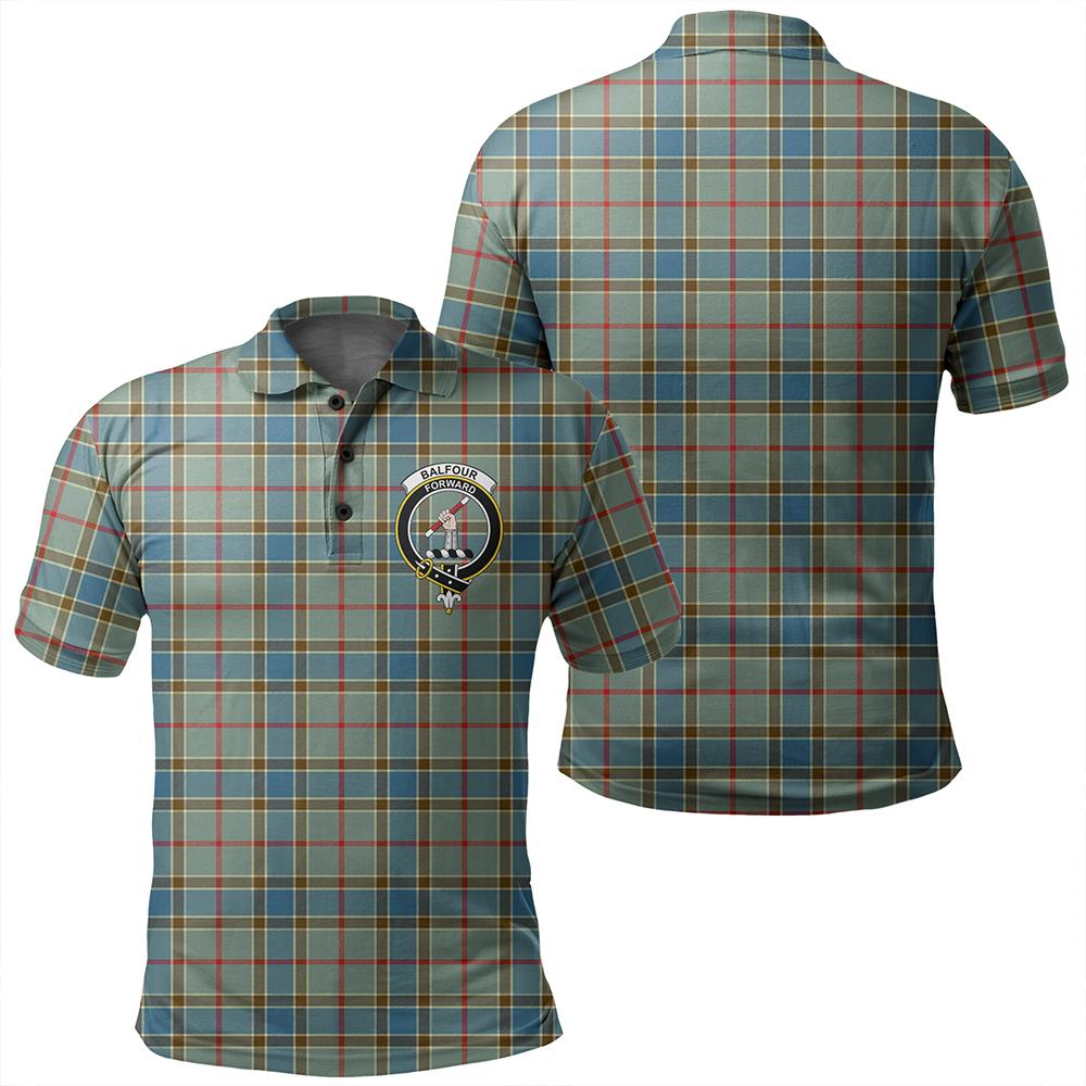 Balfour Blue Tartan Classic Crest Polo Shirt