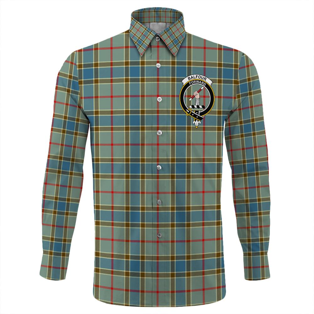 Balfour Blue Tartan Classic Crest Long Sleeve Button Shirt