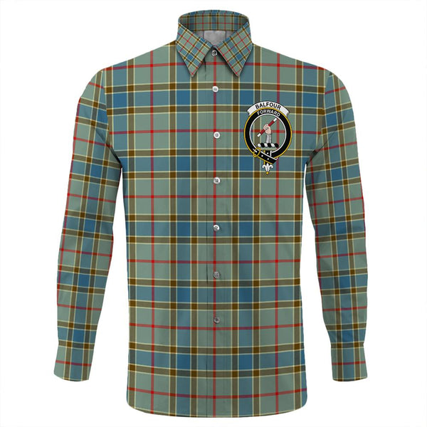 Balfour Blue Tartan Classic Crest Long Sleeve Button Shirt