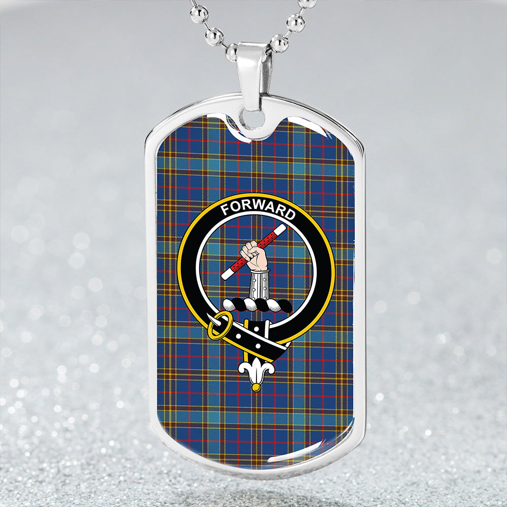 Balfour Blue Modern Clan Badge Classic Tartan Dog Tag Necklace