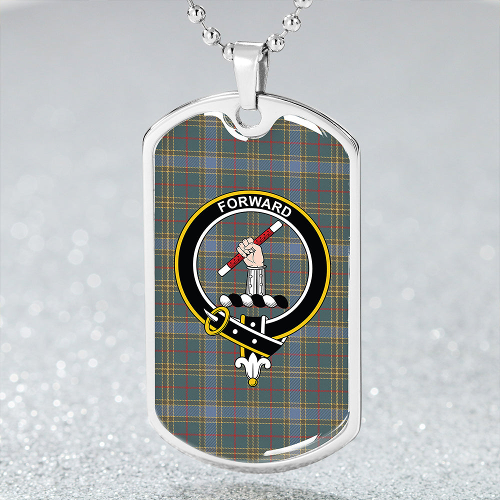 Balfour Blue Weathered Clan Badge Classic Tartan Dog Tag Necklace