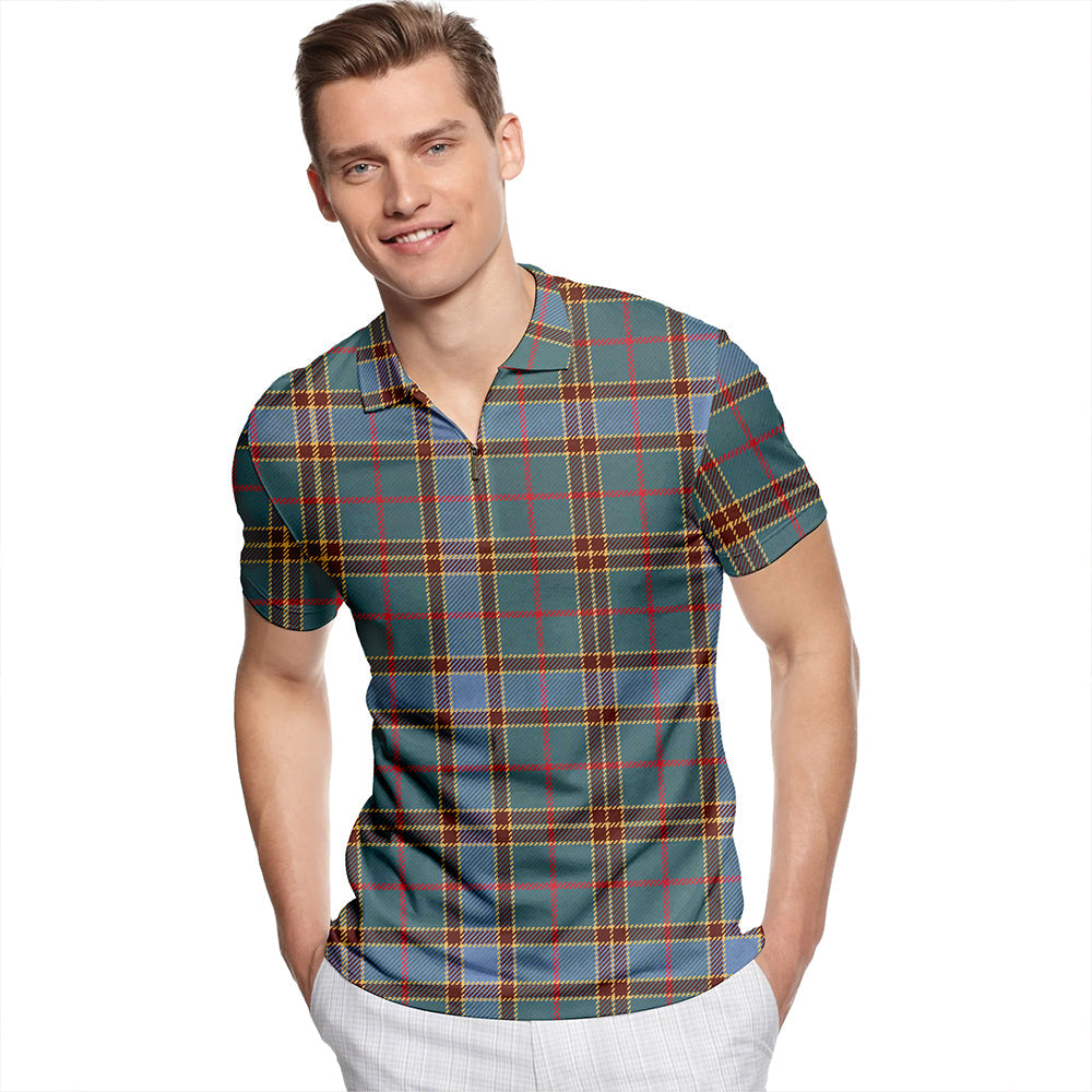 Balfour Hunting Weathered Tartan Classic Lapel Zip Short Sleeve Polo