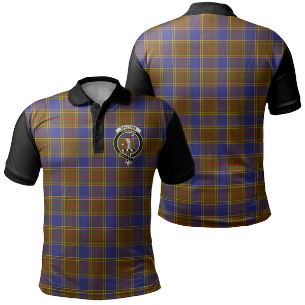 Balfour Modern Tartan Crest Polo Shirt Black Neck 1 Style