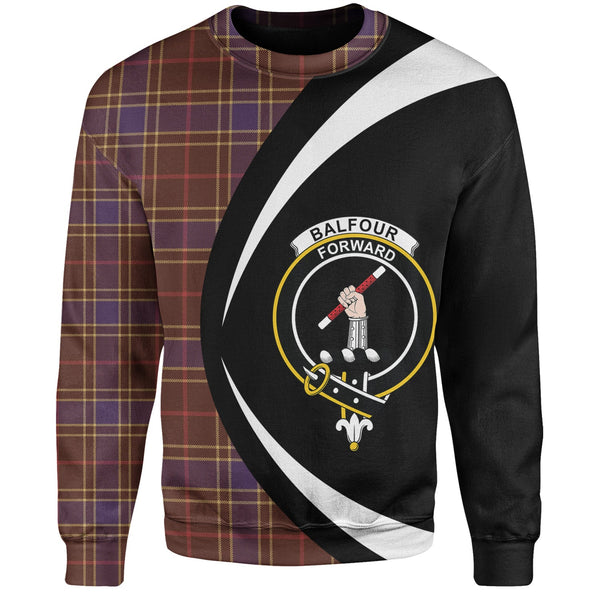 Balfour Weathered Clan Badge Tartan Sweatshirt Circle Style Personalized