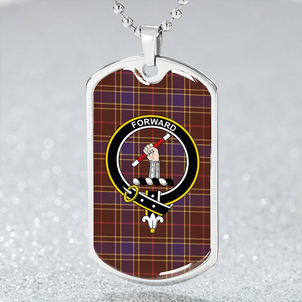 Balfour Weathered Clan Badge Classic Tartan Dog Tag Necklace