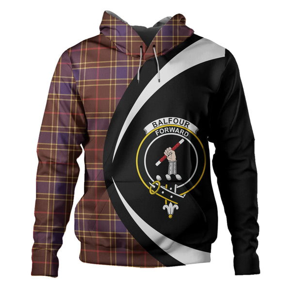 Balfour Weathered Clan Badge Tartan Hoodie Circle Style