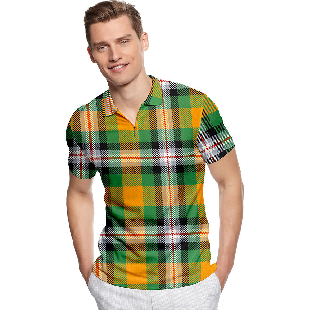 Ball Hunting Ancient Tartan Classic Lapel Zip Short Sleeve Polo