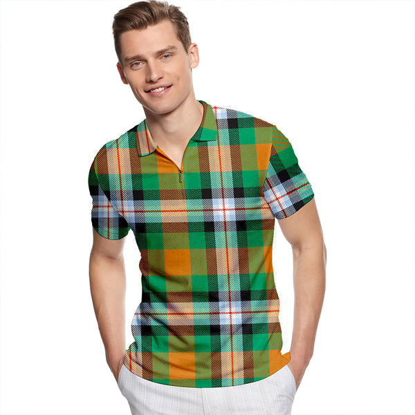 Ball Hunting Modern Tartan Classic Lapel Zip Short Sleeve Polo