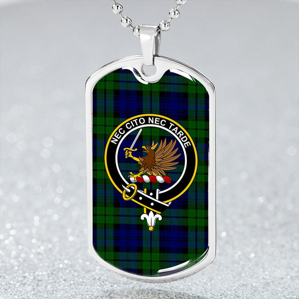 Bannatyne Clan Badge Classic Tartan Dog Tag Necklace