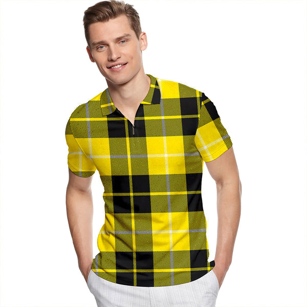 Barclay Dress Modern Tartan Classic Lapel Zip Short Sleeve Polo