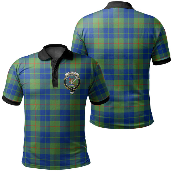 Barclay Hunting Ancient Tartan Crest Polo Shirt Black Neck 2 Style