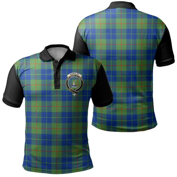 Barclay Hunting Ancient Tartan Crest Polo Shirt Black Neck 1 Style