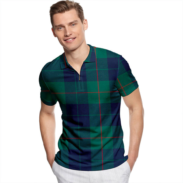 Barclay Hunting Modern Tartan Classic Lapel Zip Short Sleeve Polo