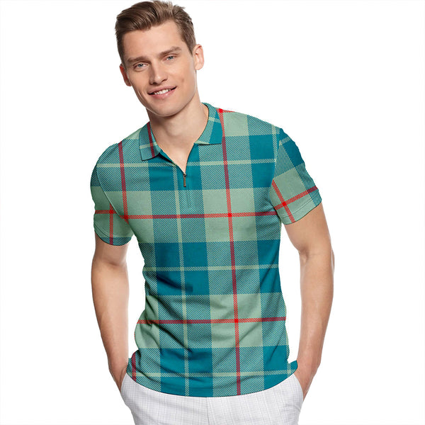 Barclay Hunting #2 Ancient Tartan Classic Lapel Zip Short Sleeve Polo