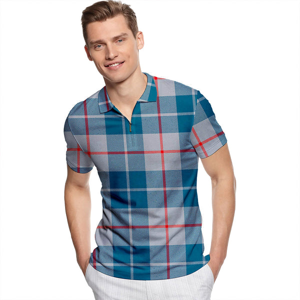 Barclay Hunting #2 Modern Tartan Classic Lapel Zip Short Sleeve Polo