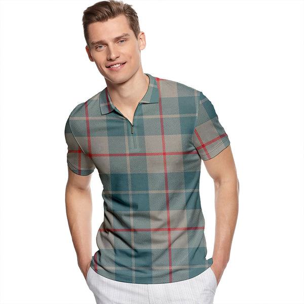 Barclay Hunting #2 Weathered Tartan Classic Lapel Zip Short Sleeve Polo