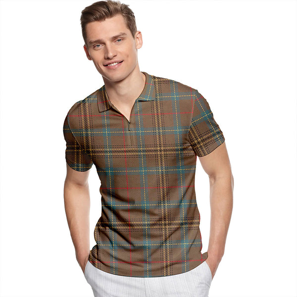 Bartlett Weathered Tartan Classic Lapel Zip Short Sleeve Polo