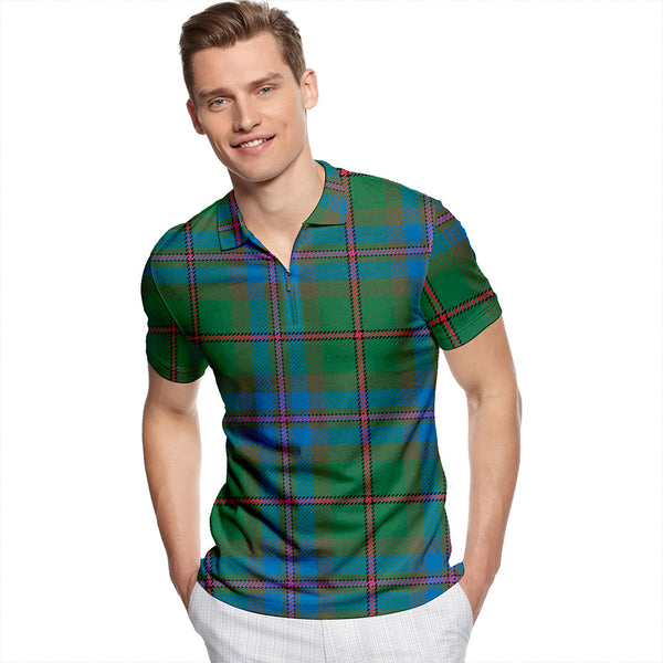 Batten Ancient Tartan Classic Lapel Zip Short Sleeve Polo