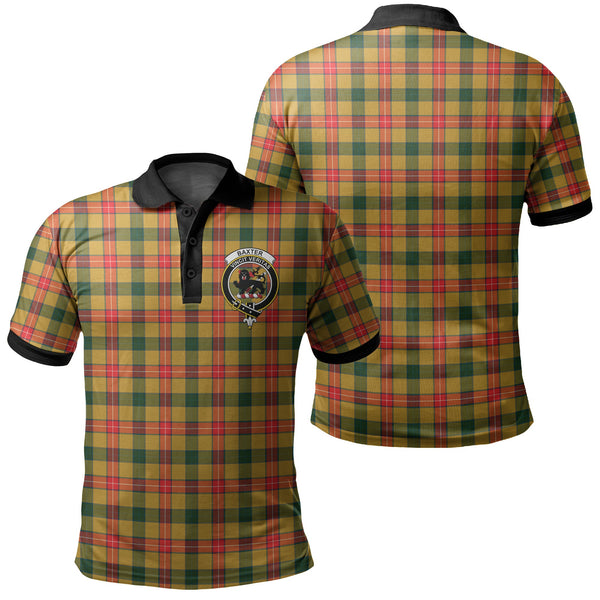 Baxter Modern Tartan Crest Polo Shirt Black Neck 2 Style