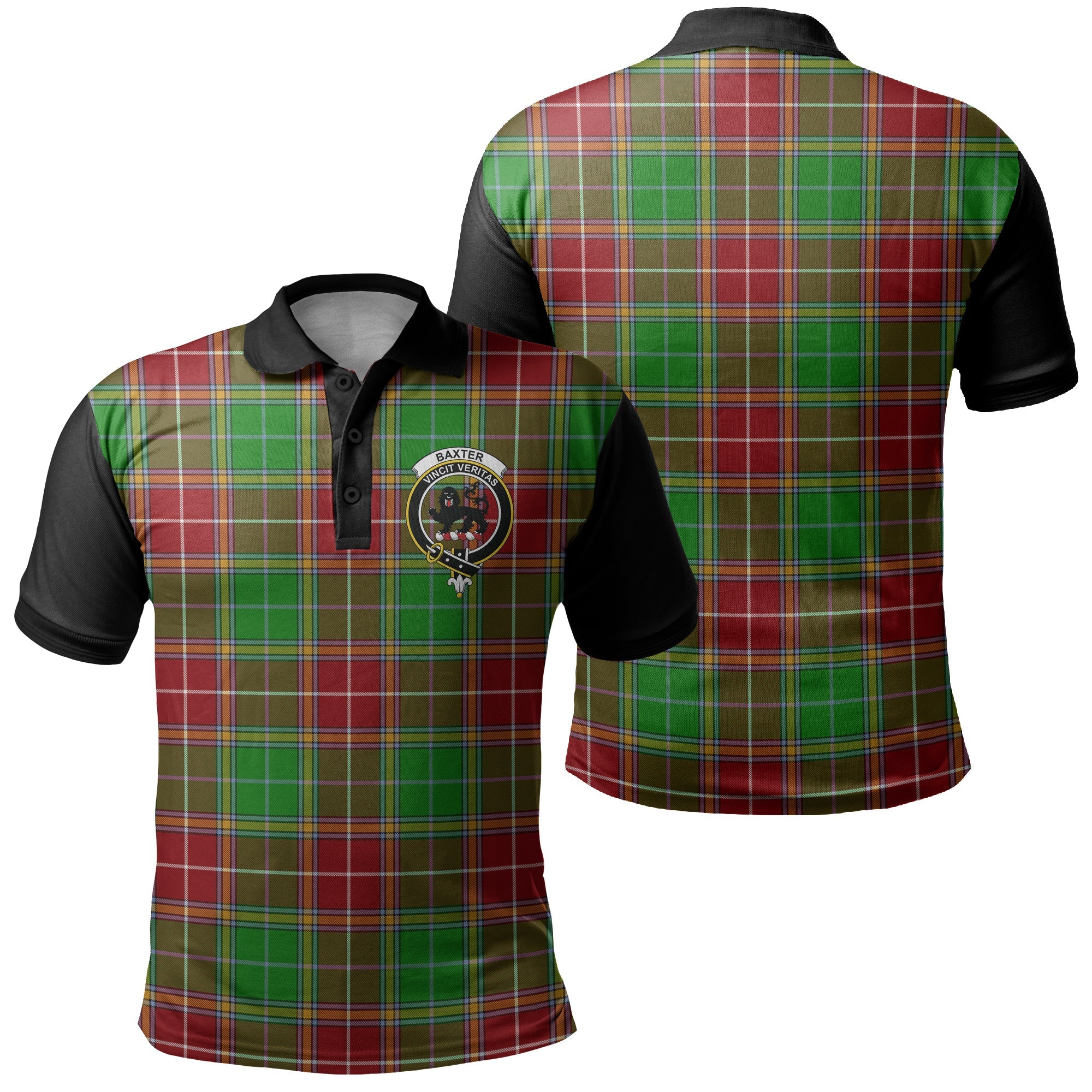 Baxter Tartan Crest Polo Shirt Black Neck 1 Style | Scottishclo.com ...
