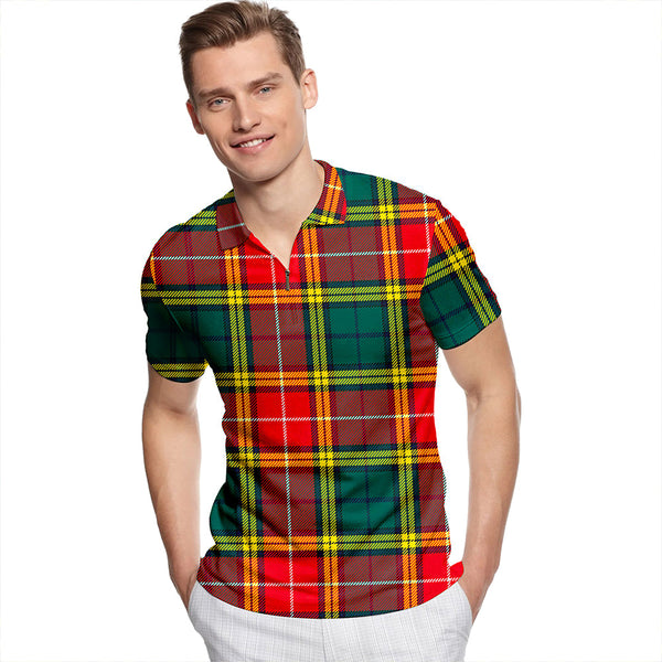 Baxter of Balgavies Modern Tartan Classic Lapel Zip Short Sleeve Polo