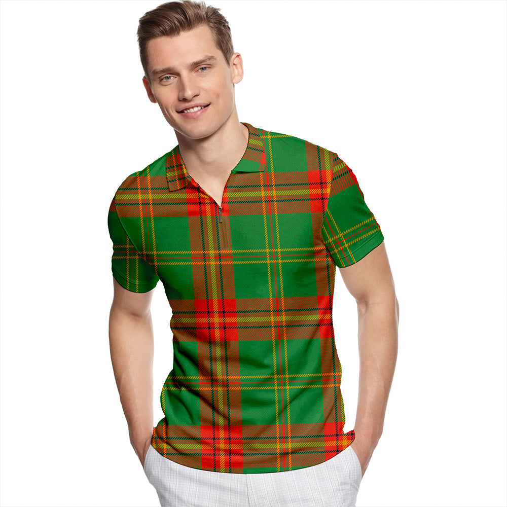 Beard Ancient Tartan Classic Lapel Zip Short Sleeve Polo