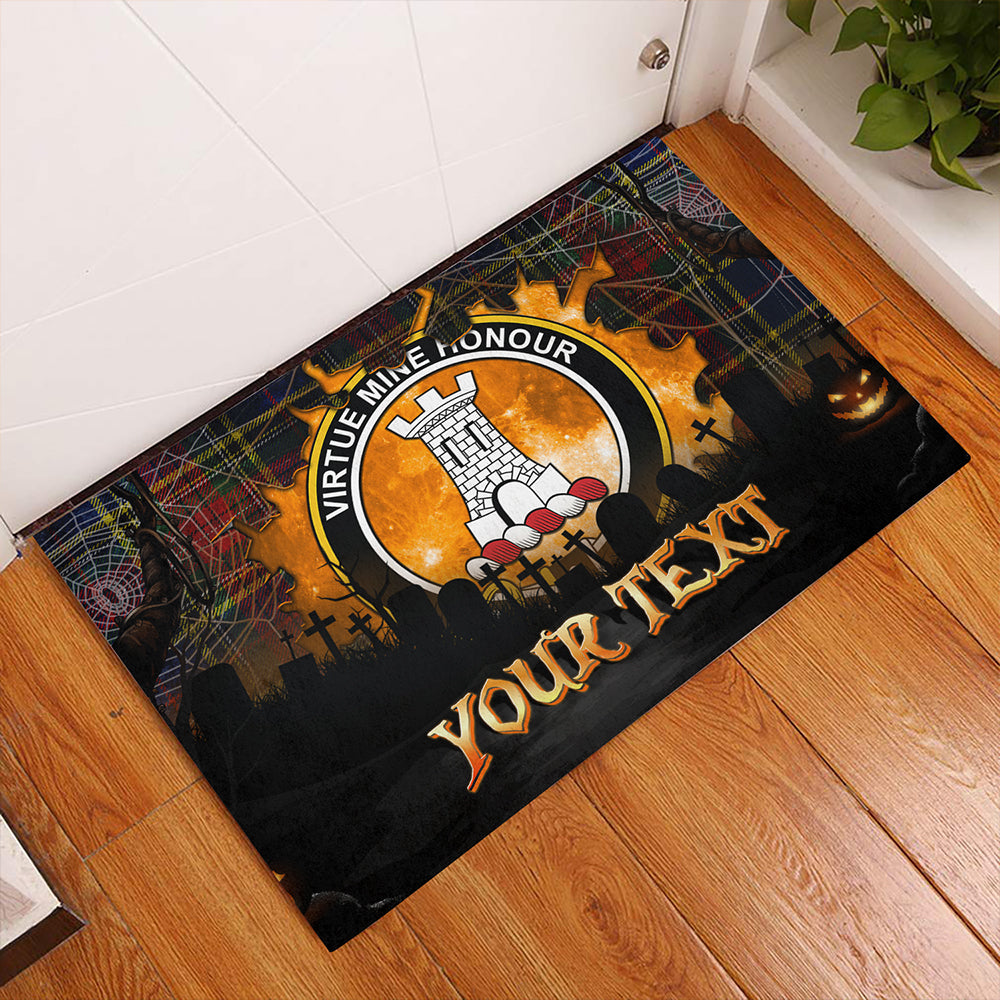 Beaton Modern Clan Badge Tartan Personalize Doormat Happy Halloween Style