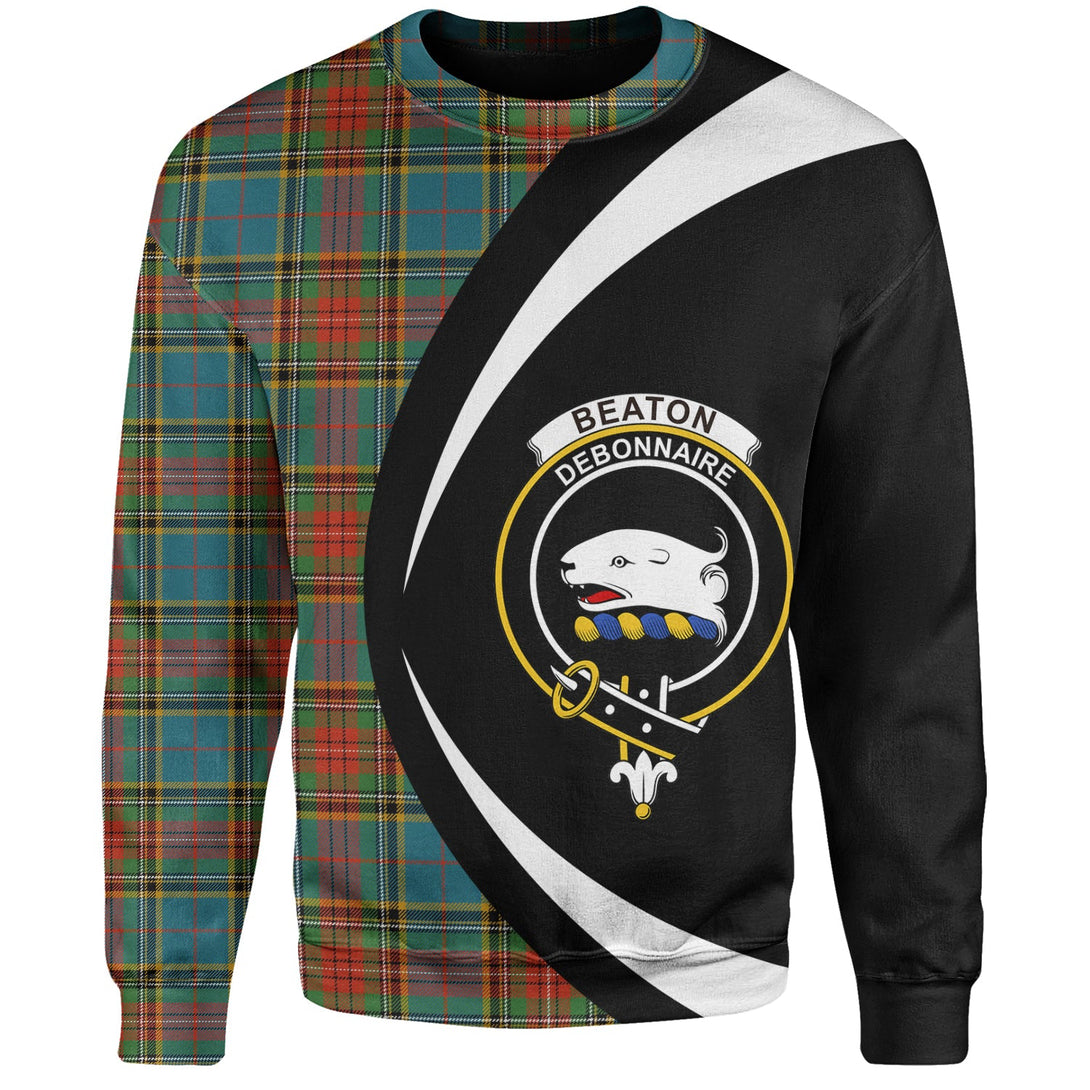 Beaton Ancient Clan Badge Tartan Sweatshirt Circle Style Personalized