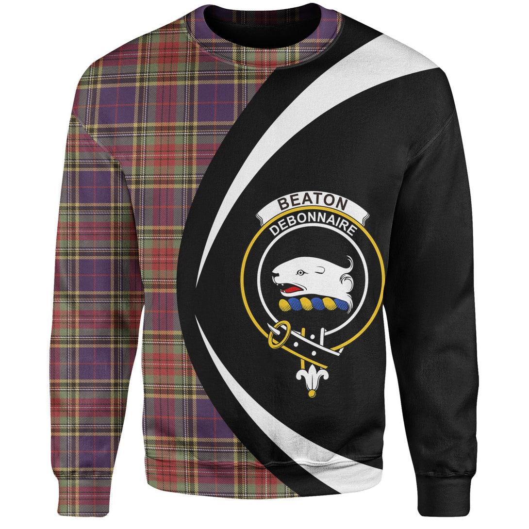 Beaton Weathered Clan Badge Tartan Sweatshirt Circle Style Personalized