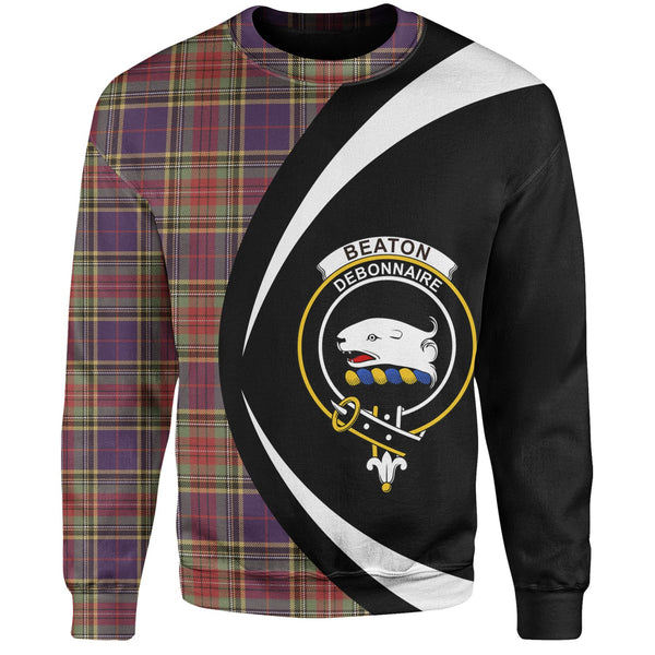 Beaton Weathered Clan Badge Tartan Sweatshirt Circle Style Personalized