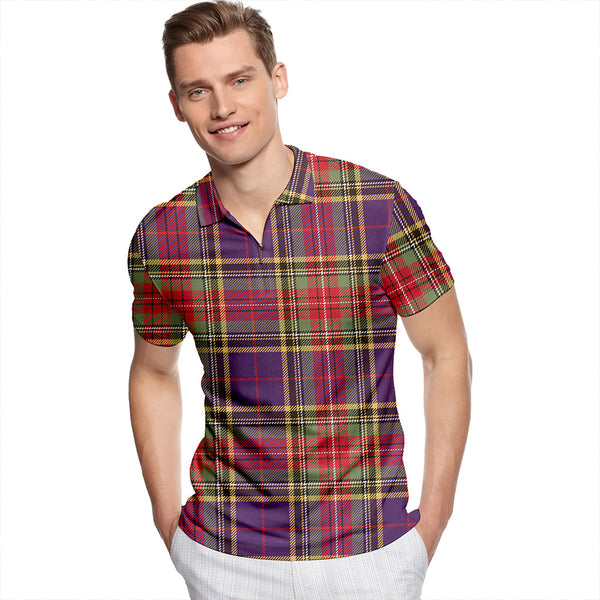 Beaton Weathered Tartan Classic Lapel Zip Short Sleeve Polo