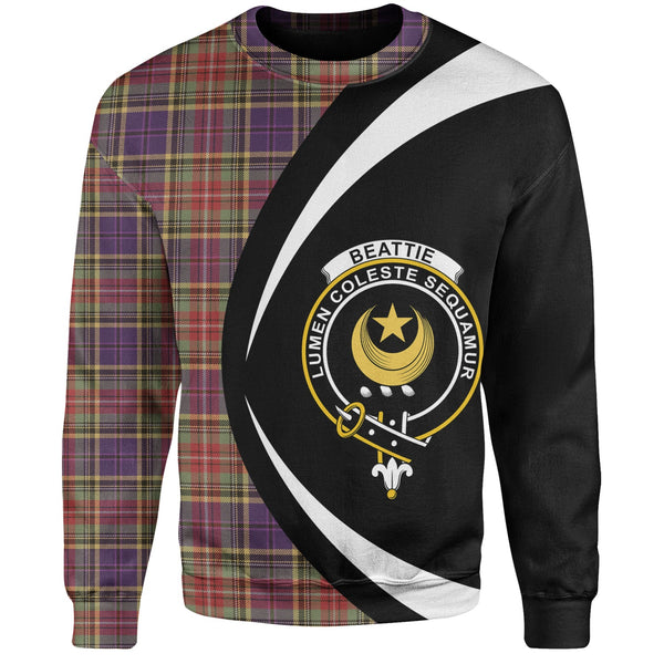 Beattie Weathered Clan Badge Tartan Sweatshirt Circle Style Personalized