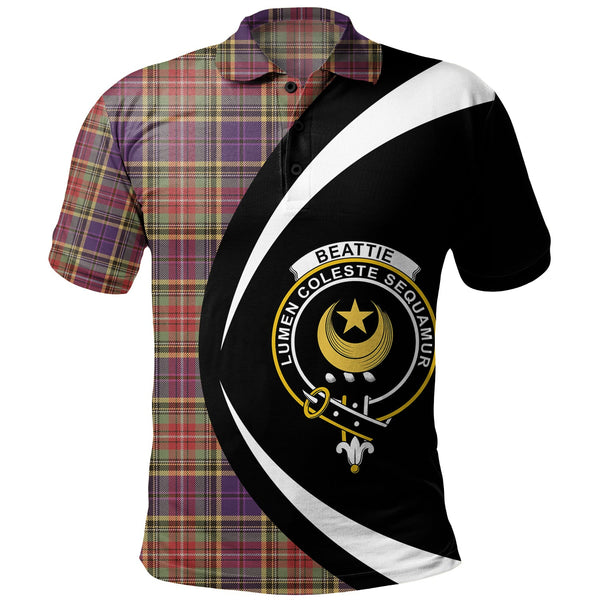 Beattie Weathered Clan Badge Tartan Polo Shirt Circle Style Personalized