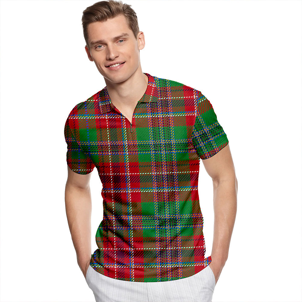 Beaverbrook Modern Tartan Classic Lapel Zip Short Sleeve Polo