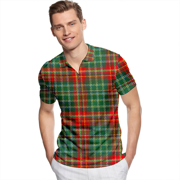 Beaverbrook New Modern Tartan Classic Lapel Zip Short Sleeve Polo