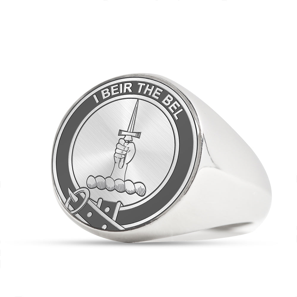 Bell Clan Badge Engraved Signet Ring