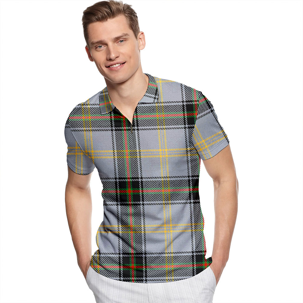 Bell of the Borders Ancient Tartan Classic Lapel Zip Short Sleeve Polo