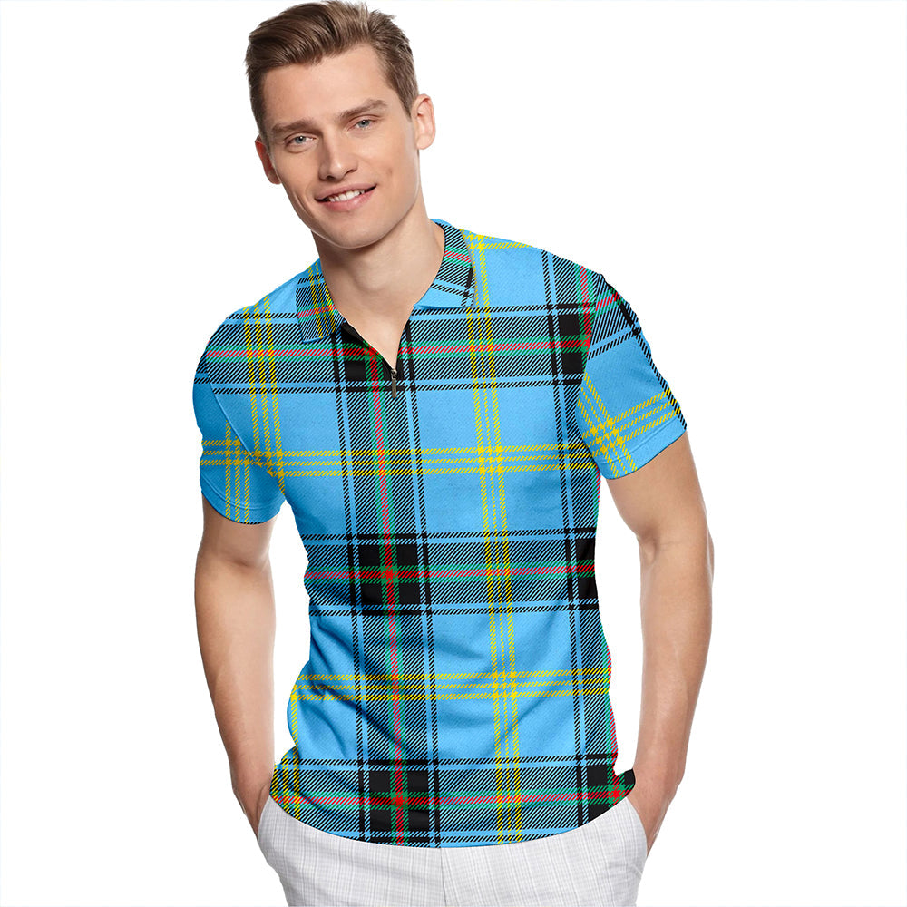 Bell of the Borders Modern Tartan Classic Lapel Zip Short Sleeve Polo