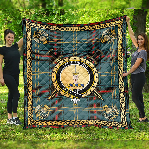 Bell of the Borders Weathered Clan Badge Tartan Premium Quilt Celtic Shield