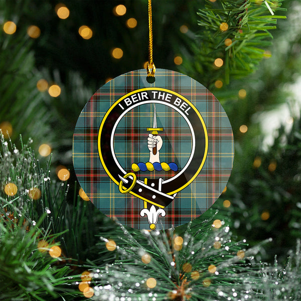 Bell of the Borders Weathered Clan Badge Tartan Plastic Christmas Ornaments