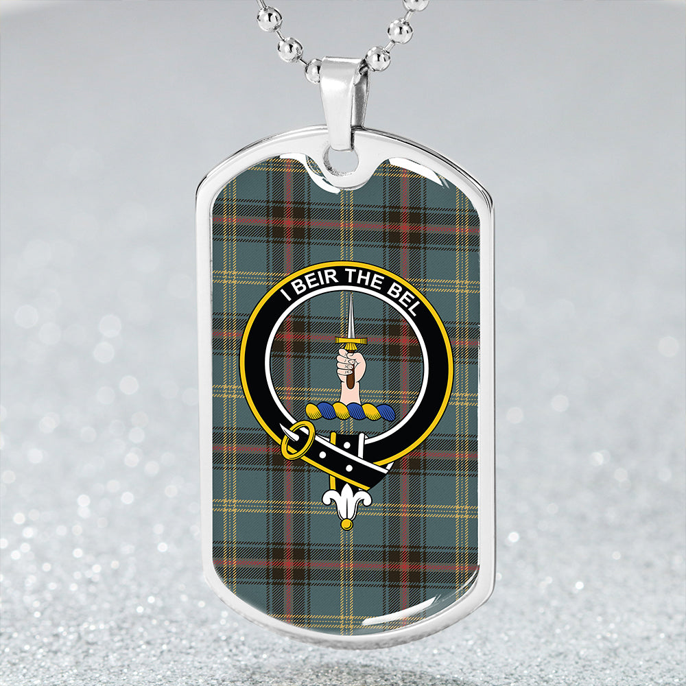 Bell of the Borders Weathered Clan Badge Classic Tartan Dog Tag Necklace