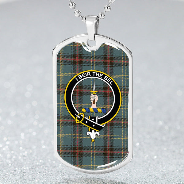 Bell of the Borders Weathered Clan Badge Classic Tartan Dog Tag Necklace