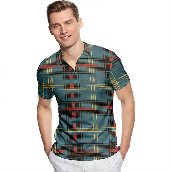 Bell of the Borders Weathered Tartan Classic Lapel Zip Short Sleeve Polo