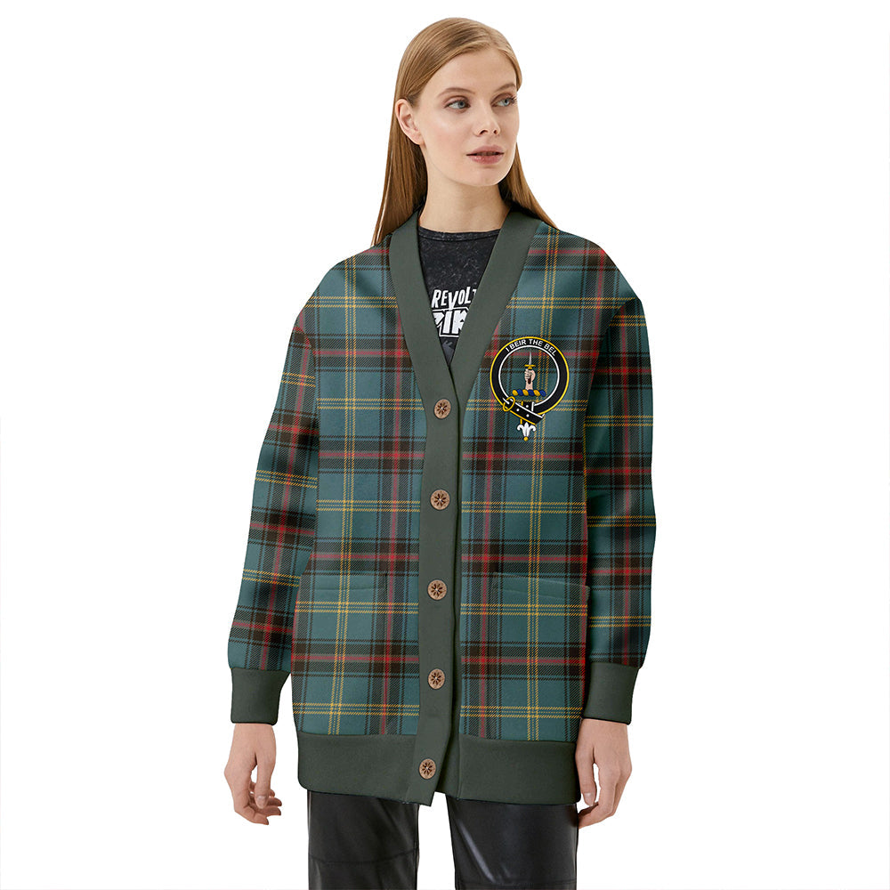 Bell of the Borders Weathered Clan Badge Tartan V-neck Cardigan