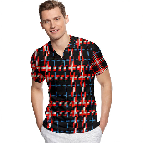 Benson Ancient Tartan Classic Lapel Zip Short Sleeve Polo