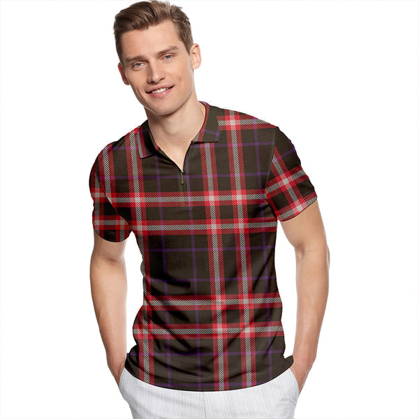 Benson Weathered Tartan Classic Lapel Zip Short Sleeve Polo