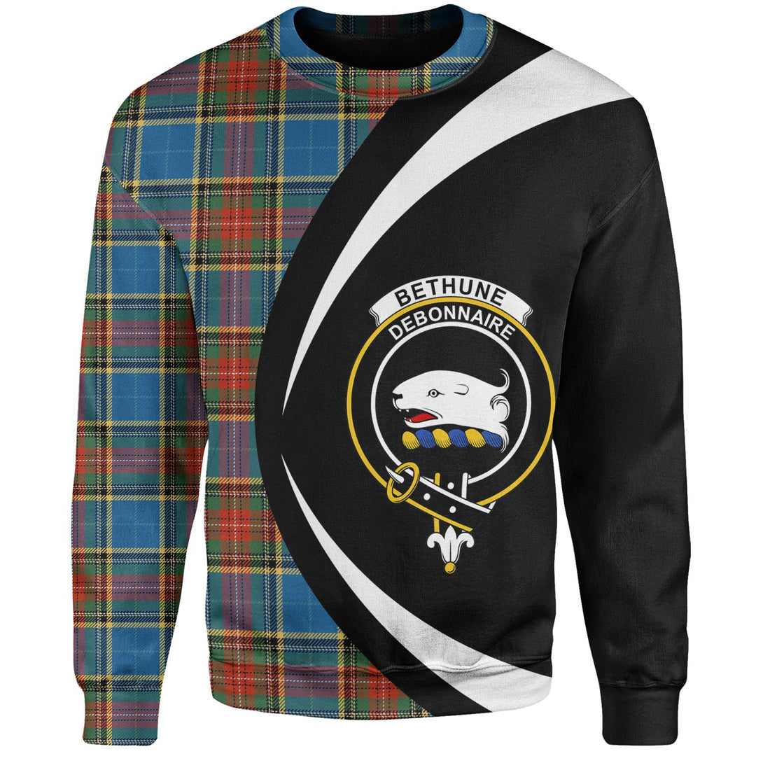 Bethune Ancient Clan Badge Tartan Sweatshirt Circle Style Personalized