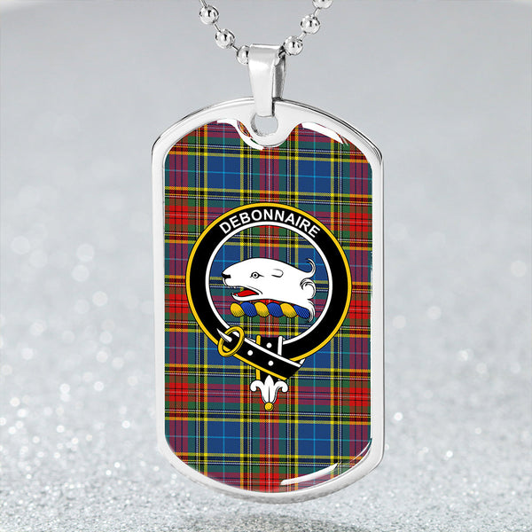 Bethune Modern Clan Badge Classic Tartan Dog Tag Necklace